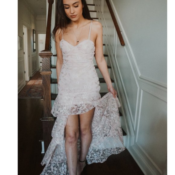 Blush Lace and Ruffle Maxi Dress - Picture 2 of 6